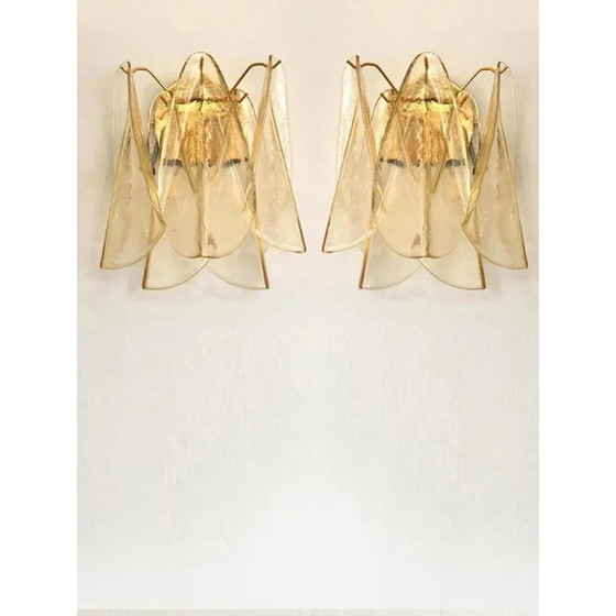 Image 1 of Amber Rondini Murano Glass Gold Wall Sconces by Simoeng, Set of 2