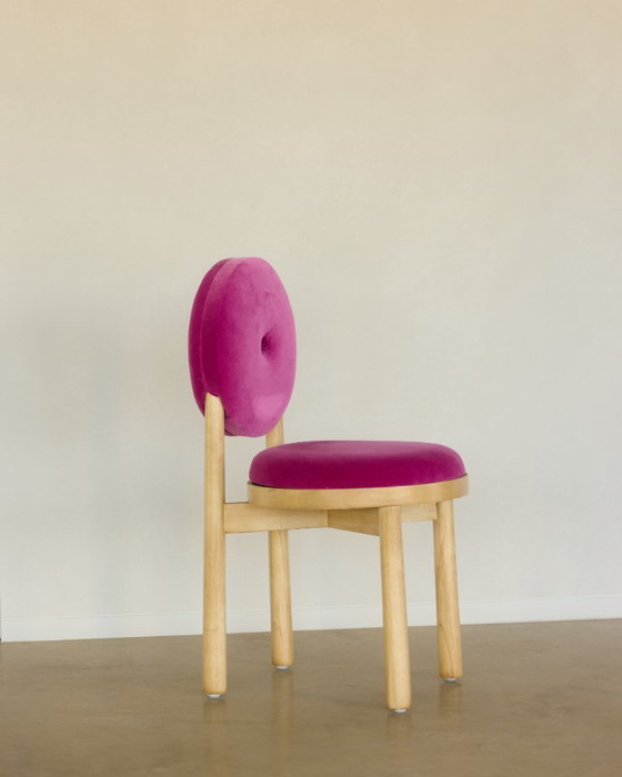 Image 1 of 8x Silla Hipnos y Nicte Tabatha con tejido de terciopelo rosa frambuesa