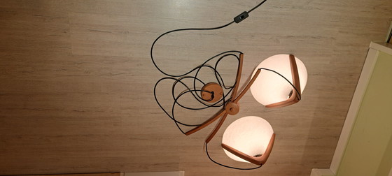 Image 1 of Lámpara colgante Domus en teca – Estilo Mid Century – 2 luces – Excelente estado