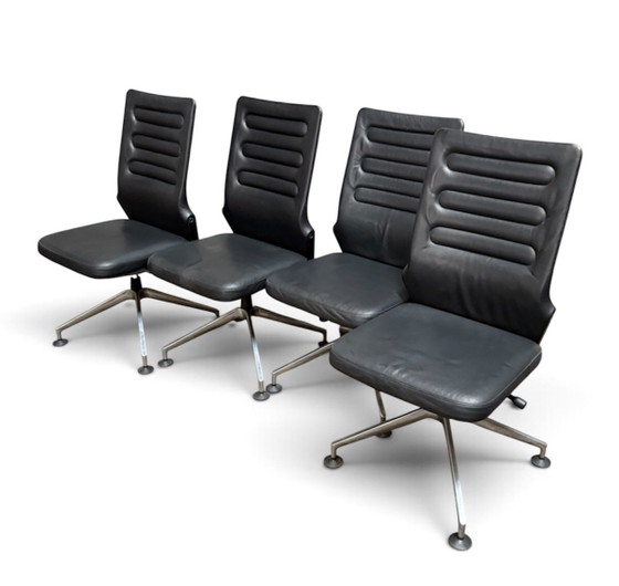 4x sedia Vitra in pelle nera – Sedie da conferenza, Metallo (photo 3 of 15)