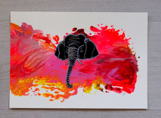 Elephant 3 Pink – Paintings & Drawings, Paper (photo 3 of 5)