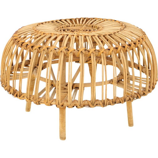 Mid-century rattan stool, Czechoslovakia 1960s