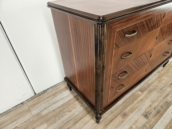 Image 1 of Cómoda de los años 80 en nogal, palisandro y arce.