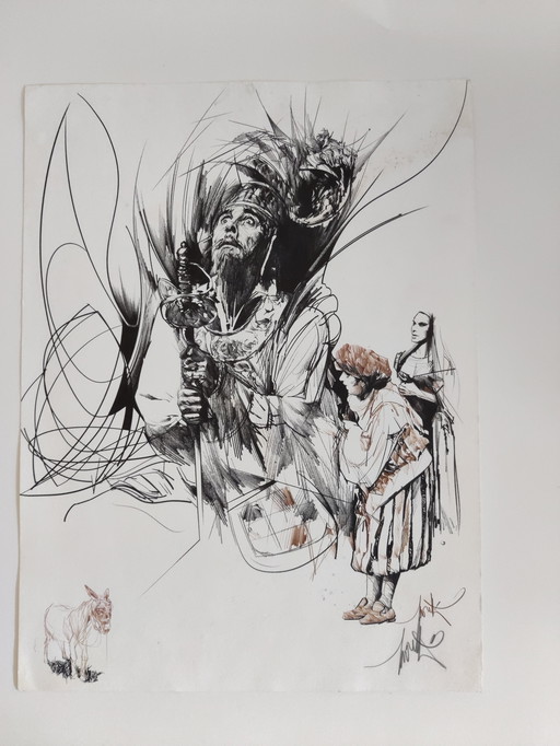 Raymond Moretti, Lithography, Le Seigneur de la Mancha et Pancho