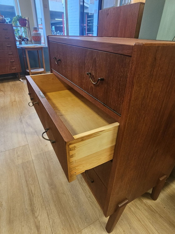 Danish Vintage Teak Dressing Table Chest of Drawers / Make-up Cabinet, Wood, Brown (photo 8 of 15)