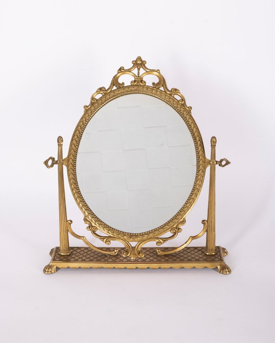 Vintage Italiaanse gedecoreerde messing tafelspiegel uit de jaren 60. – Brass (photo 10 of 15)