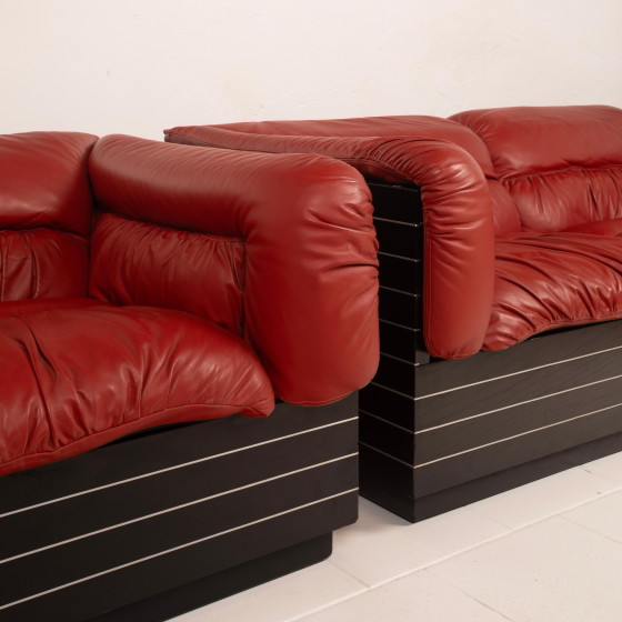 Giovanni Offredi pour Saporiti Italia Canapés en Cuir 1970 Italie – Aluminium, Leather (photo 10 of 28)