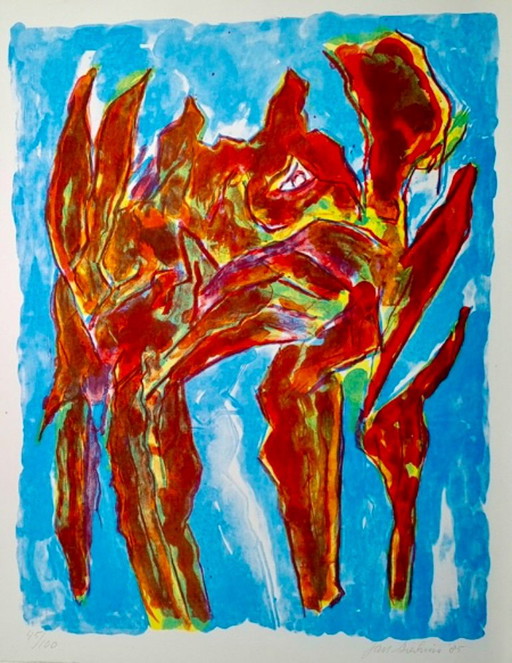 Jan Sierhuis 'Animal de verano' 1985 – lithos zeefdrukken, Paper