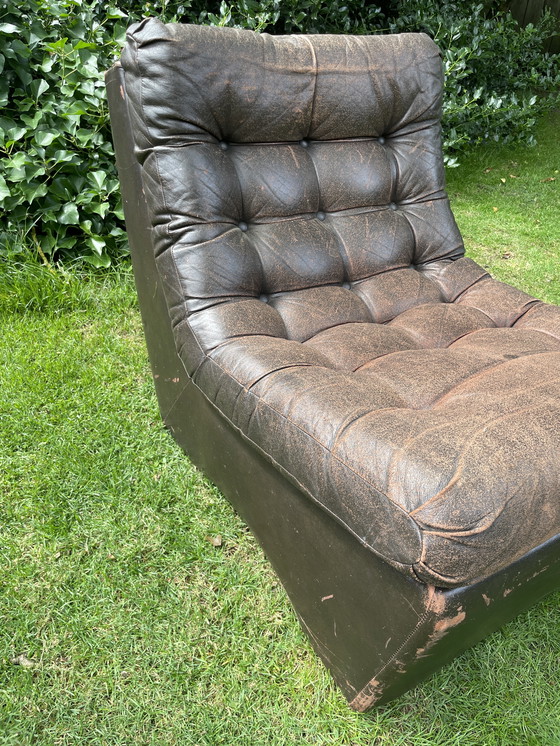 Image 1 of Modulaire fauteuil/element jaren ‘70 bruin leer 