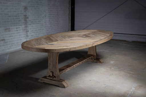 Table diamant ovale en chêne antique - 300 x 100 cm