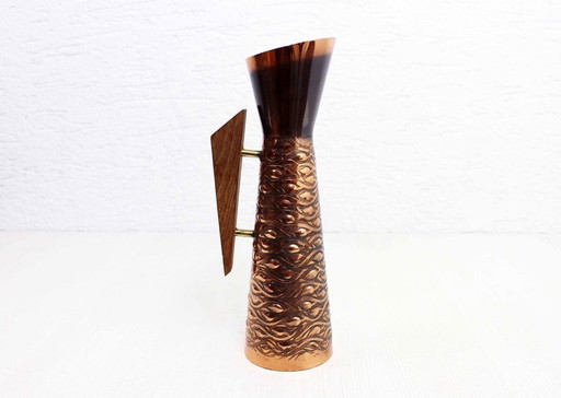 Beautiful copper and teak vintage vase