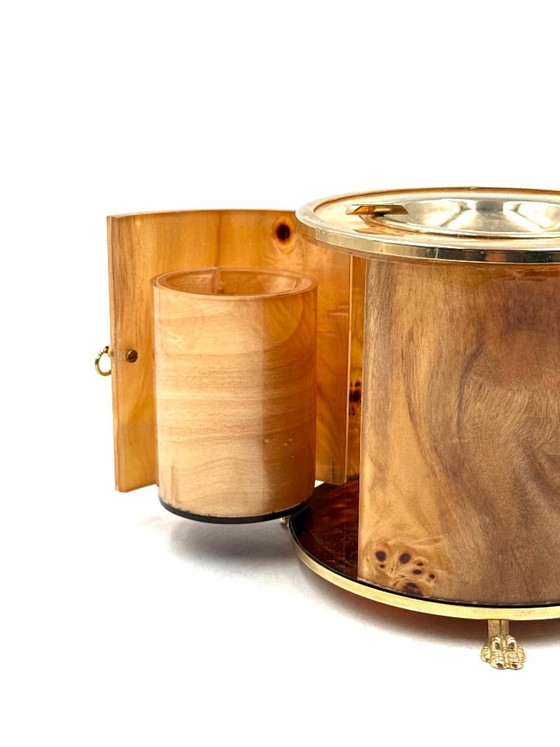Rookset, wortelhout en messing, Tafelaccessoires, Metaal, Bruin, Vintage (foto 6 van 13)