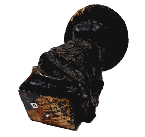 Image 1 of Statua d'epoca; scultura in tecnica mista; statuetta di ragazzo H 27 cm