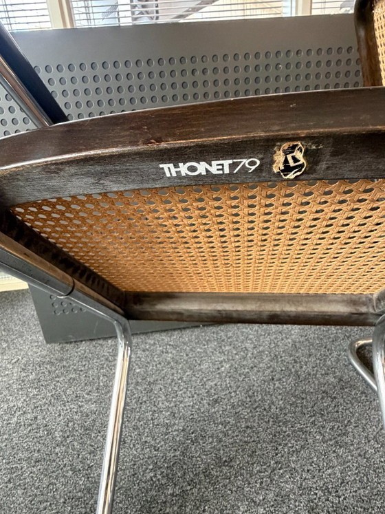 Image 1 of 6x - Originele Vintage Thonet Stoelen S 64 V - Marcel Breuer Met Armleuningen