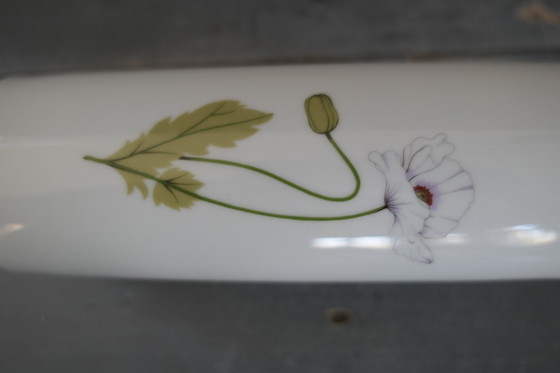 Image 1 of Vase Vintage Scherzer Porcelaine Blanche avec Coquelicot