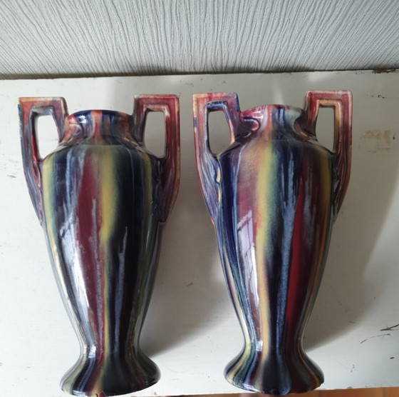 French Art Deco Cabinet Set – Louis Gueule Vierzon – Ca 1930 – Vases, Ceramic (photo 10 of 13)