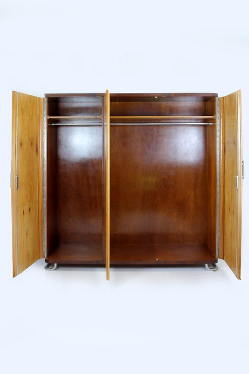 Vintage Bauhaus Kleiderschrank aus verchromtem Stahlrohr, zugeschrieben an Hynek Gottwald, 1930er Jahre