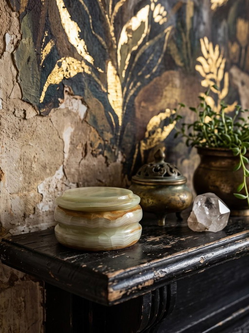 Kleine Vintage Italiaanse Groene Onyx Doos, Jaren 1960-1970 – decoratieve objecten, Stone (photo 2 of 8)