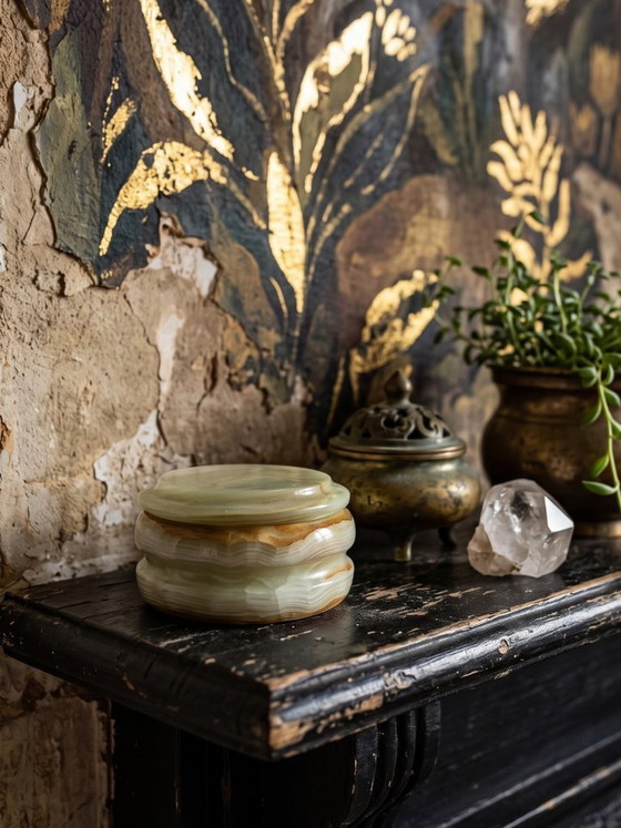 Kleine Vintage Italiaanse Groene Onyx Doos, Jaren 1960-1970 – Decoratieve objecten, Stone (photo 2 of 8)
