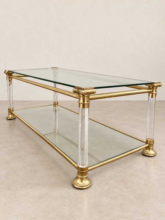 Two-tier Coffee Table France 1970 vintage, Metal, Gold (photo 6 of 9)