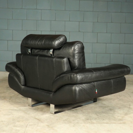 Image 1 of LaNouva Sitzgruppe – Dreisitzer-Sofa mit Zweisitzer-Sofa – schwarzes Leder