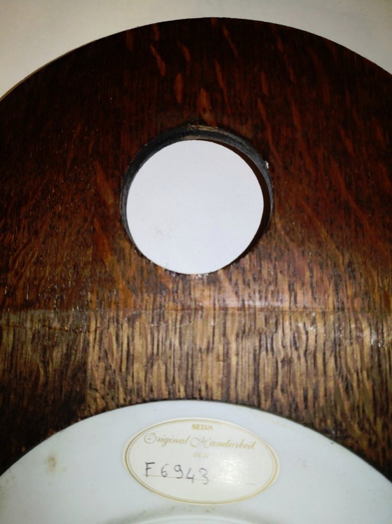 Raro orologio antico, vintage, retrò, in legno e porcellana, proveniente da Parigi / anni '70 (photo 9 of 17)