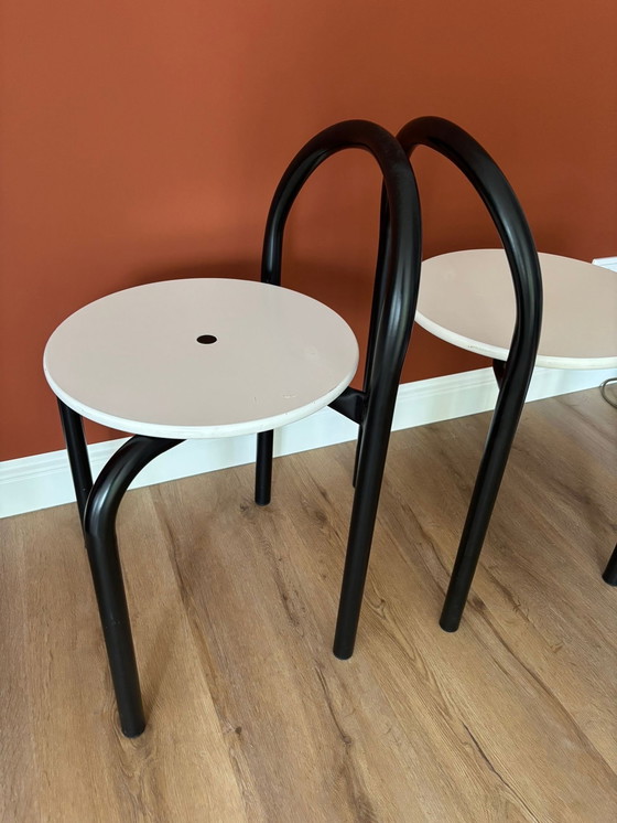 Image 1 of Vintage Memphis period chairs/stools with backrest