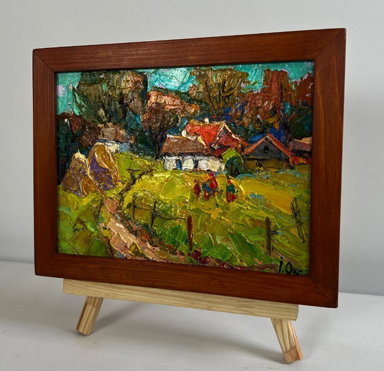 Image 1 of Original Oil Painting Summer Village Landscape After a walk home