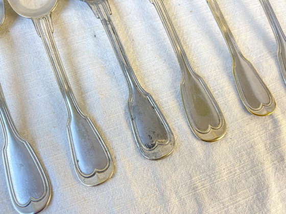 Lot de 8 cuillères à soupe vintage en métal argenté – Accessoires de table, Retro (photo 6 of 14)