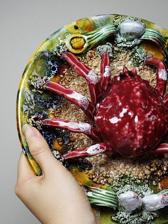Image 1 of Trompe-l’oeil crab slushie plate Caldas da Rainha Portugal vintage