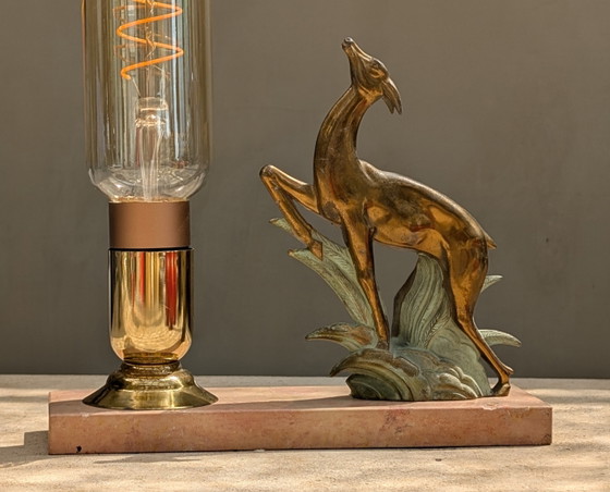 Image 1 of Art Deco Antelope Table Lamp restoration 1930s