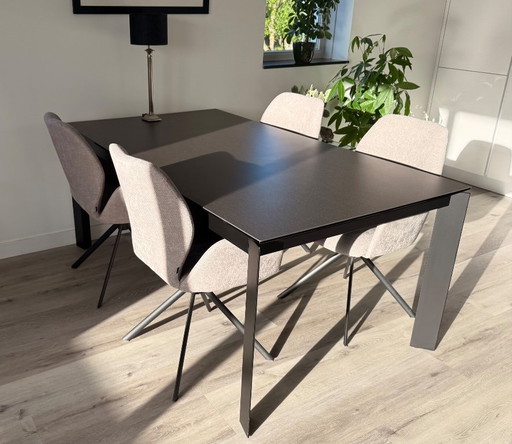 Complete set Keramische Eet tafel en 4 draaibare stoelen