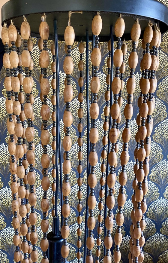 Image 1 of Temde pendant lamp wooden beads 60s Mid - Century cascades