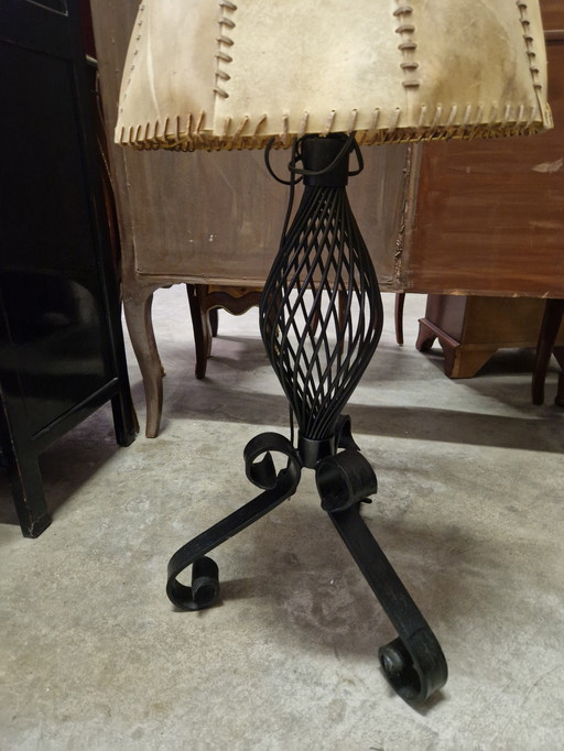 Large old lamp made from pig's bladder