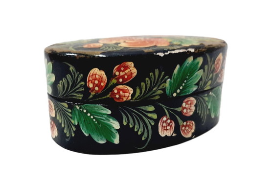 Image 1 of Vintage handbeschilderde houten sieradendoos