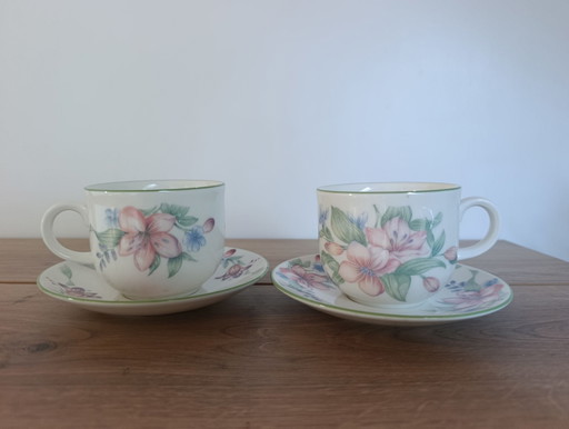 Duo tasses à thé/café Royal Doulton fleurs modèle Carmel 