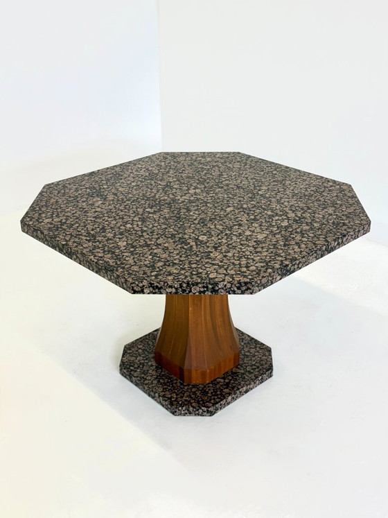 Art Deco Dining Table with Octagonal Granite Top – Stone (photo 8 of 9)
