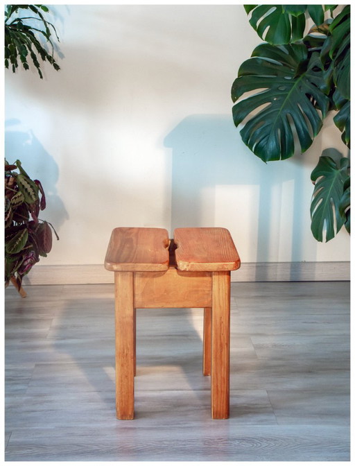 Chalet stool 1970, solid pine