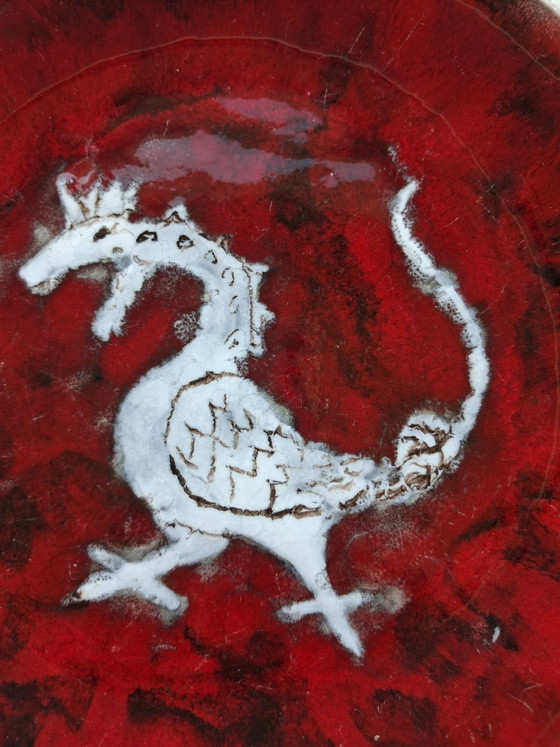 Piatto in ceramica con decoro drago firmato Zingaro – Stoviglie (photo 2 of 5)