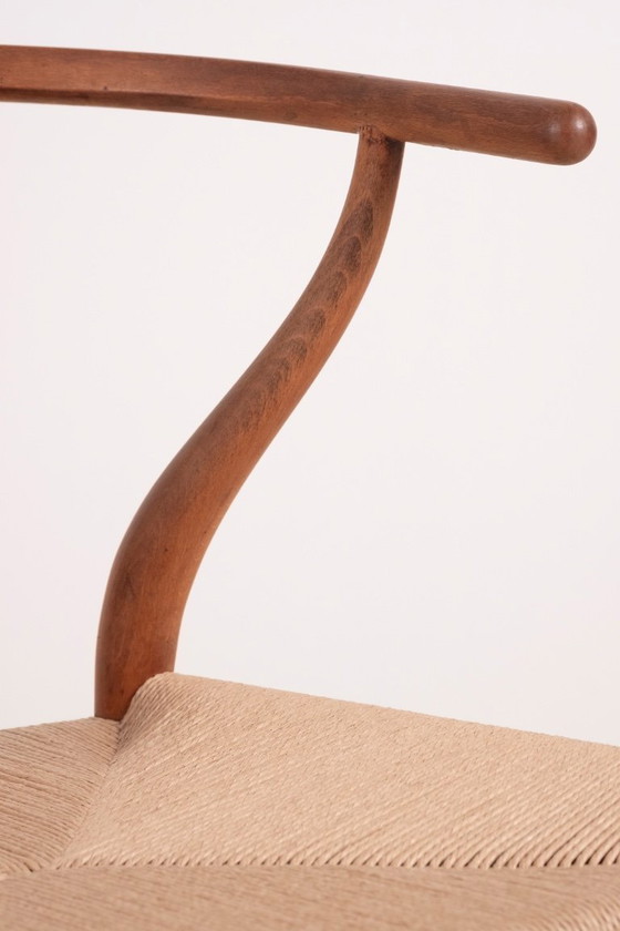 Image 1 of 1x Fauteuil Wishbone CH24 de Hans J. Wegner en hêtre, années 1960