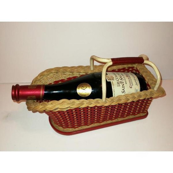 Image 1 of Vintage 90's Wine Spirits Bottle Holder / Presentation Table Basket