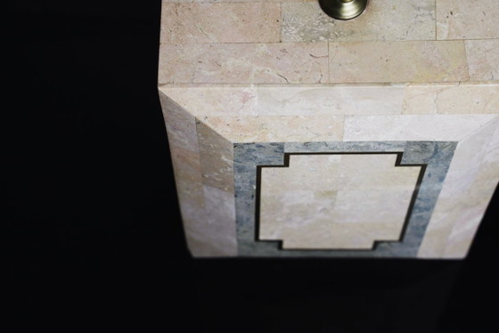 Image 1 of Vintage Marble Table Lamp Italian Art Deco Stone Lamp Geometric Marble Lighting Mid Century Modern Accent Lamp