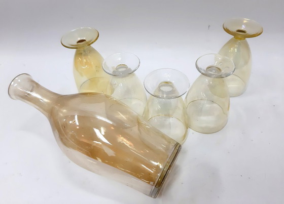 Image 1 of Golden dreams glass 70's era - set of 5 glasses with a bottle