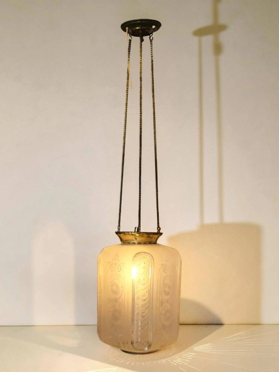 Pendelleuchte / Art Deco Laterne – Pendelleuchten, Crystal, Glass (photo 3 of 11)