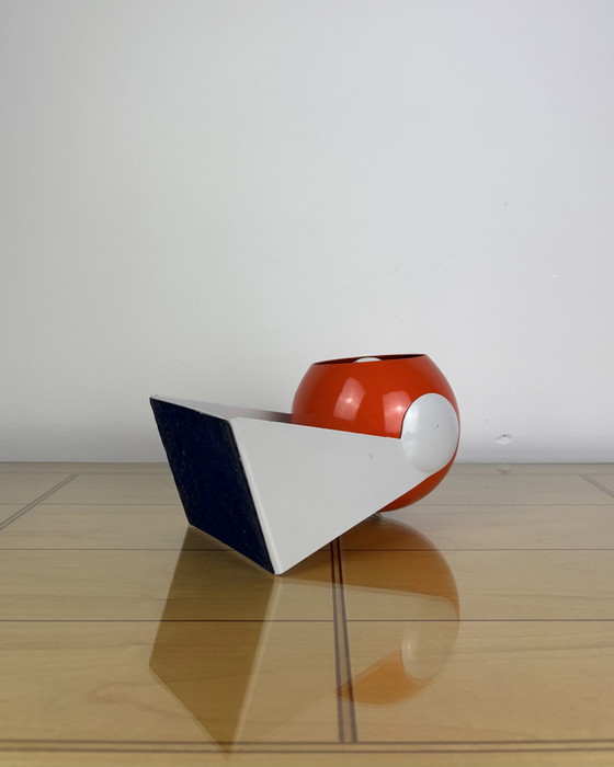 Image 1 of Vintage lamp, Italië, jaren 60, jaren 70, metaal, ruimtetijdperk, Spoetnik-ontwerp, UFO, oranje oogbollamp, industrieel ontwerp,