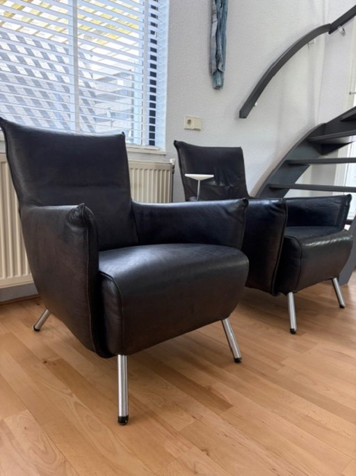 2 Cheo Armchairs – fauteuils, Leather, Metal (photo 2 of 5)
