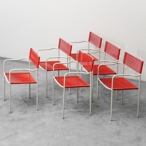 ENSEMBLE DE 6 CHAISES MOD. SPAGHETTI GIANDOMENICO BELOTTI FOR ALIAS 80S VINTAGE MODERNISM
