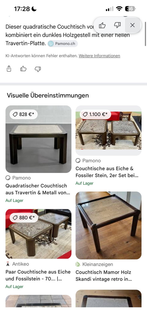 Mid-century Italian designer coffee table in travertine marble – vintage, Wood (photo 8 of 8)