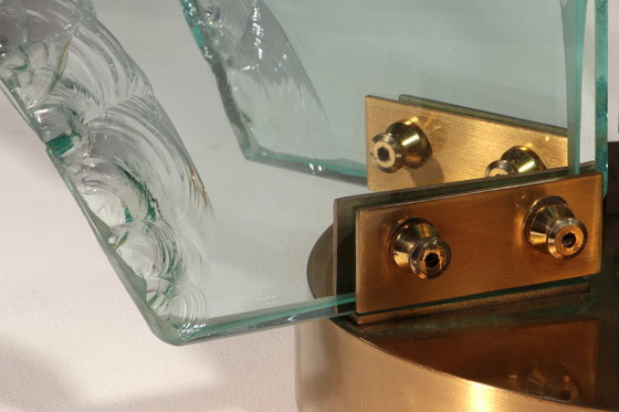 Image 1 of Chiselled Glass Table Lamp in Brass by Gino Paroldo for Dinodei, 1960s