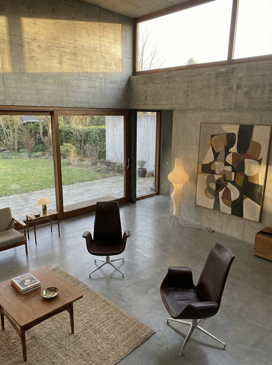 Image 1 of JUEGO DE 2 SILLONES FABRICIUS & KASTHOLM KNOLL FK 6727-3G SILLA GIRATORIA DE CUERO